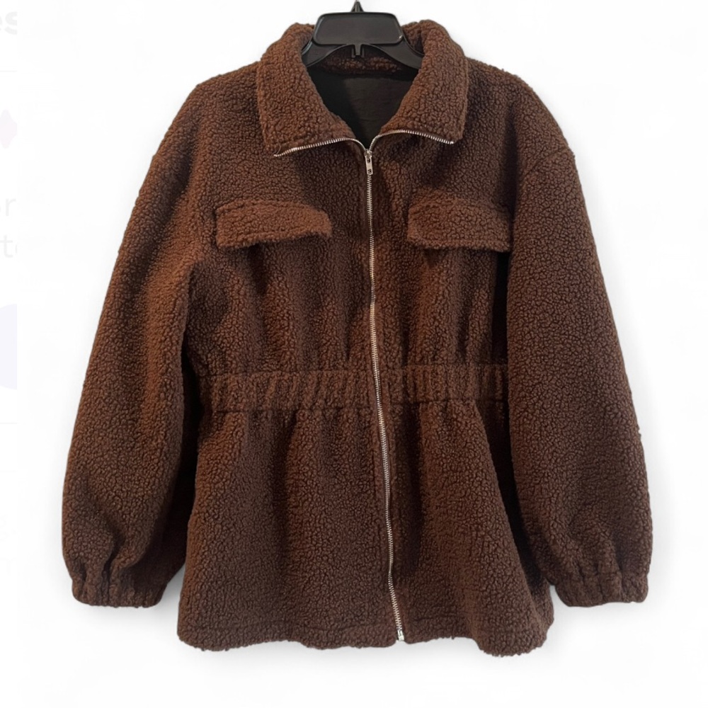 SHEIN Brown Teddy Jacket
